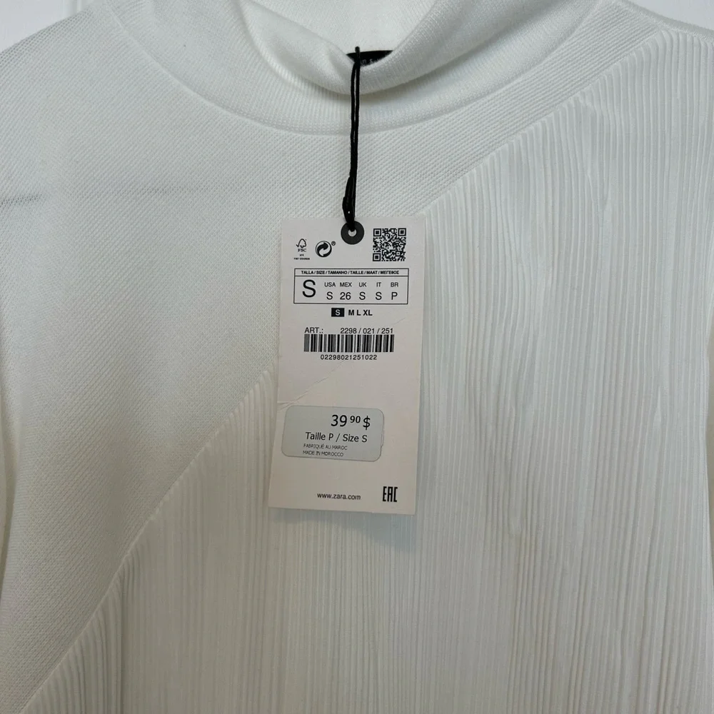 Zara Ivory Ribbed Blouse - Picture 2 of 6